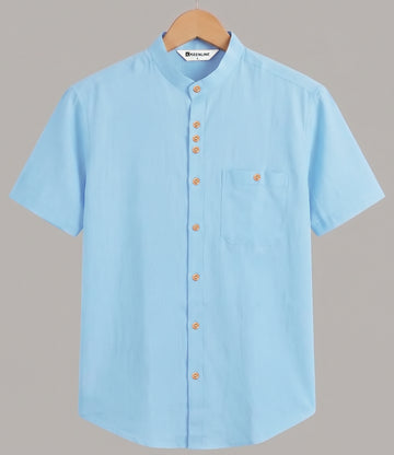 KEENLINE Premium ice Blue Pure Cotton Shirt – Half Sleeve Fresh & Refined