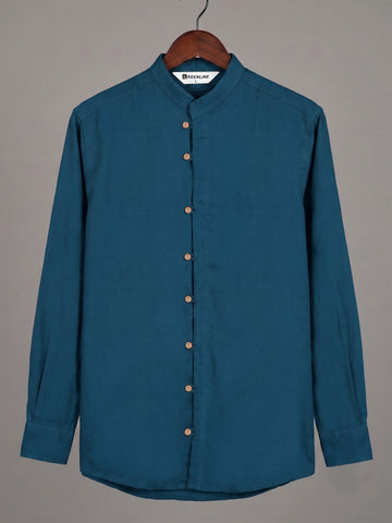 KEENLINE Modern Teal Puer Cotton Shirt – Full Sleeve Premium Urban Style