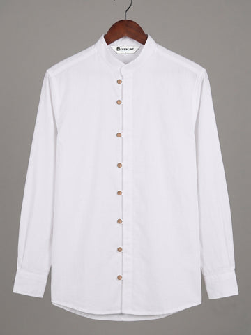 KEENLINE Signature White Pure Cotton Shirt – Full Sleeve Timeless Luxury