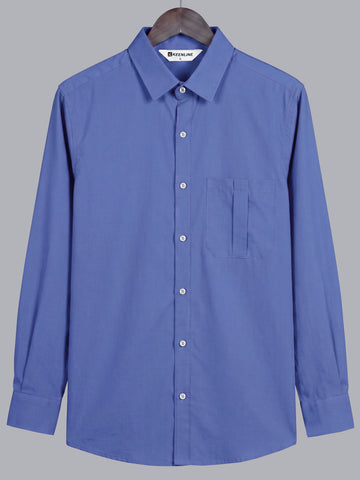 KEENLINE Men’s Classic Blue Oxford Cotton Full Sleeve Shirt – Premium Comfort