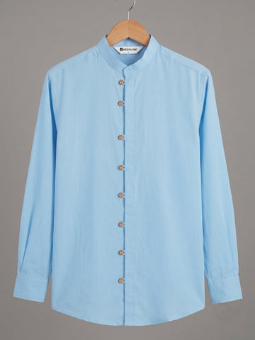 KEENLINE Premium ice Blue Pure Cotton Shirt – Full Sleeve Fresh & Refined