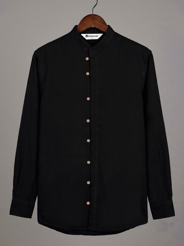 Men’s Black Puer Cotton Shirt – Full Sleeve Classic Summer Essential