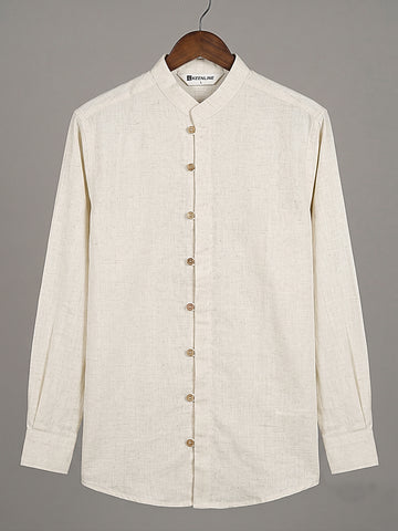 KEENLINE Soft Beige Pure Orgenic Cotton Shirt – Full Sleeve Elegant Everyday Luxury