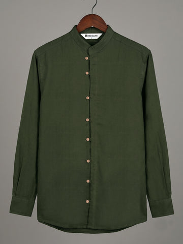 Men’s Olive Green Pure Cotton Shirt – Full Sleeve Cool Casual Wear