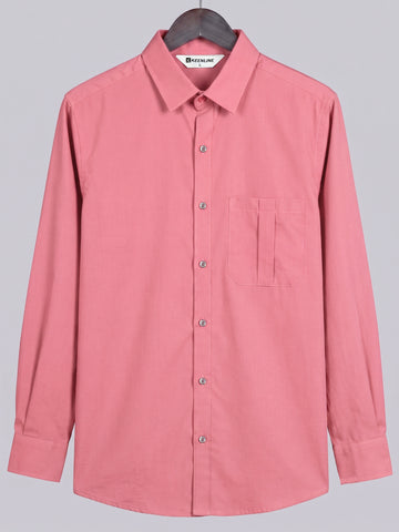 KEENLINE Men’s Premium Oxford Cotton Coral Red Full Sleeve Shirt – Classic Smart Casual Wear