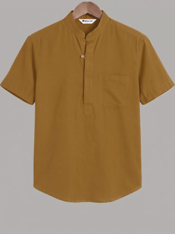 #KEENLINE Premium Cotton Mustard Yellow Kurta Shirt With Pocket
