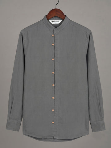Men’s Fossil Grey Pure Cotton Shirt – Full Sleeve Soft Feel, Sharp Style