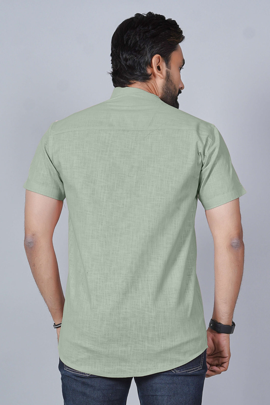 Men’s Pastel Green Linen Cotton Shirt – Cool Casual Wear