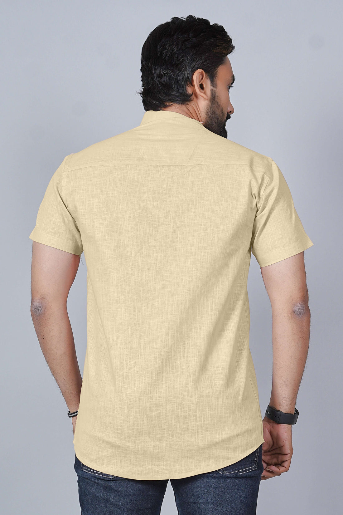 Men’s Mustard Linen Cotton Shirt – Trendy Ethnic Casual