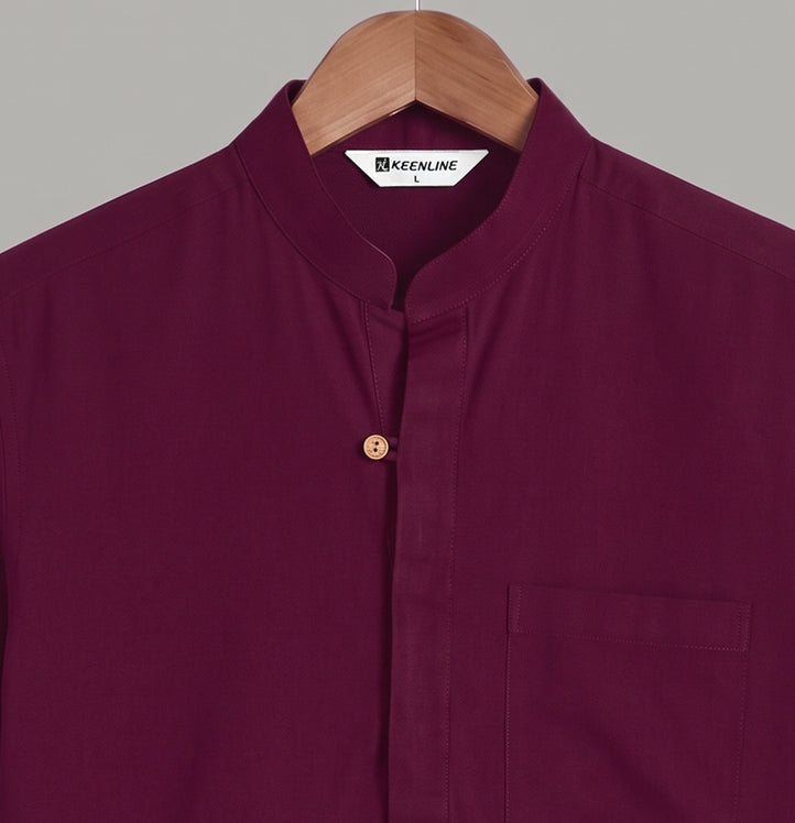 #KEENLINE Men's Pure Cotton Wine Purple Kurta Shirt with Pocket