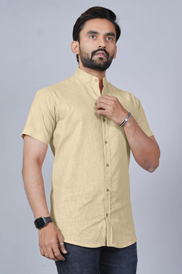 Men’s Mustard Linen Cotton Shirt – Trendy Ethnic Casual
