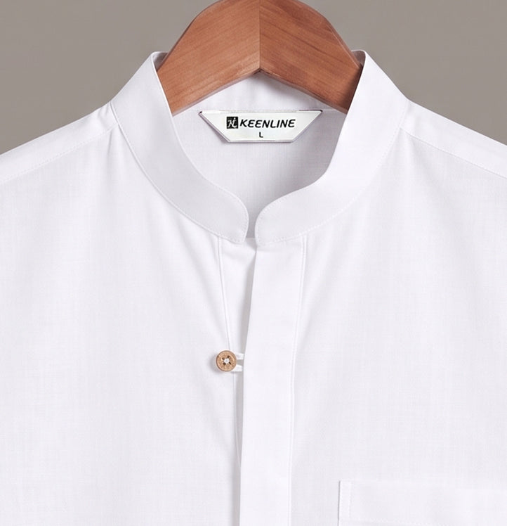 #KEENLINE Pure Cotton Men's Royal White Kurta Shirt With Pocket