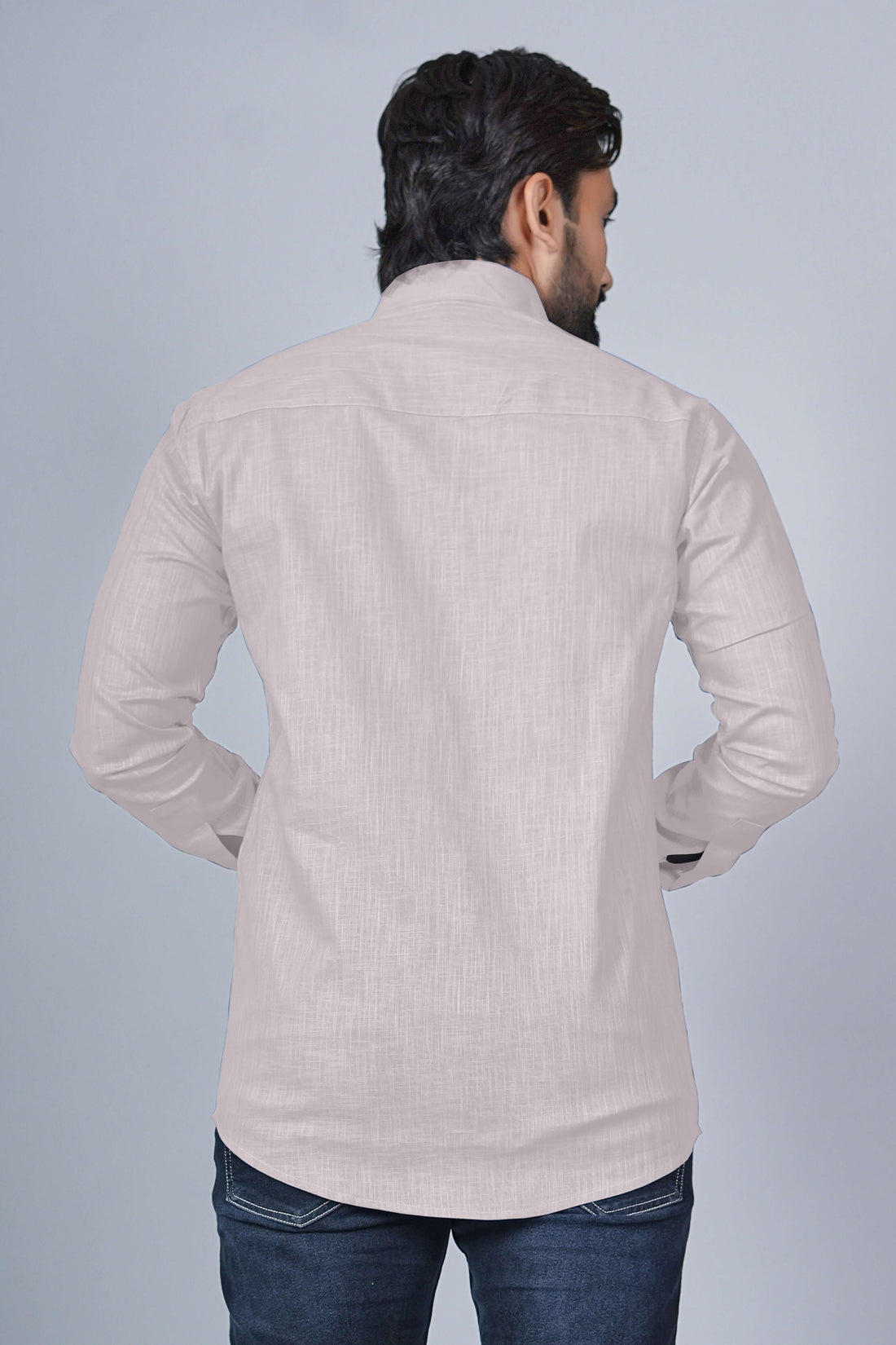 KEENLINE Soft Beige Linen Cotton Shirt – Full Sleeve Elegant Everyday Luxury