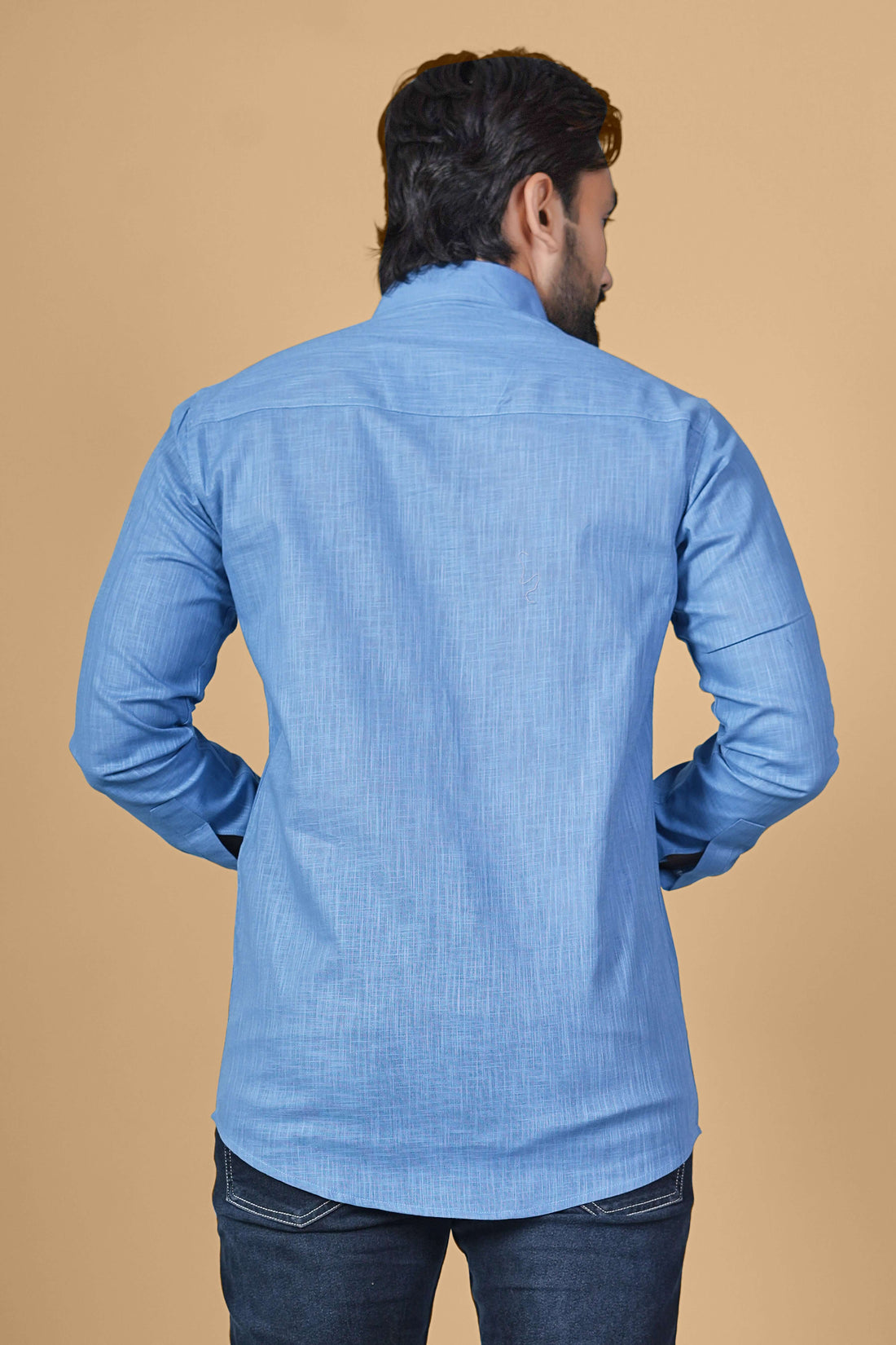 KEENLINE Premium Sky Blue Linen Cotton Shirt – Full Sleeve Fresh & Refined