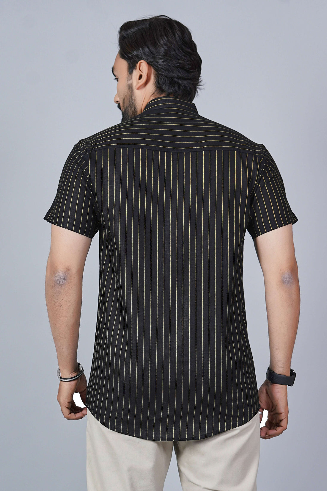 KEENLINE Imperial Stripe Linen Cotton Shirt – Bold Luxury Statement Wear