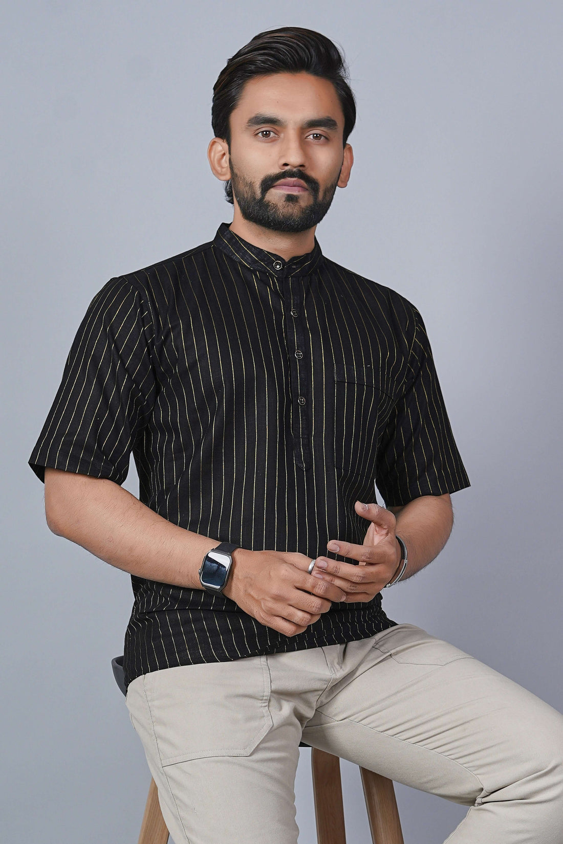 KEENLINE Luxe Kurta-Style Linen Cotton Shirt – Premium Festive Smart Wear