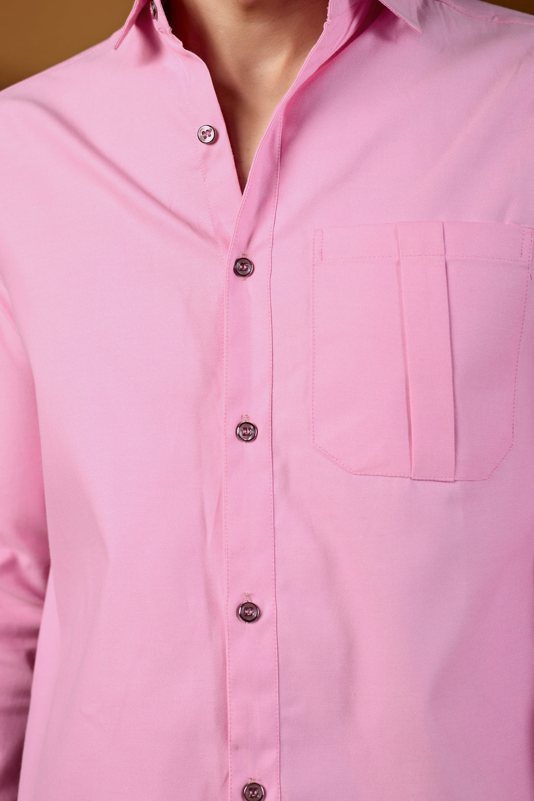 KEENLINE Men’s Stylish Pink Cotton Shirt – Smart Fit Casual & Office Wear with Chest Pocket**