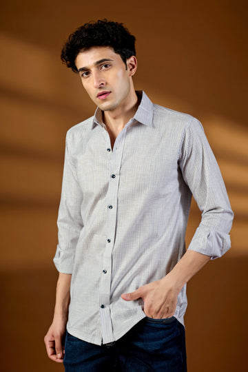 KEENLINE Premium Cotton Multi-Stripe Slim Fit Shirt for Men