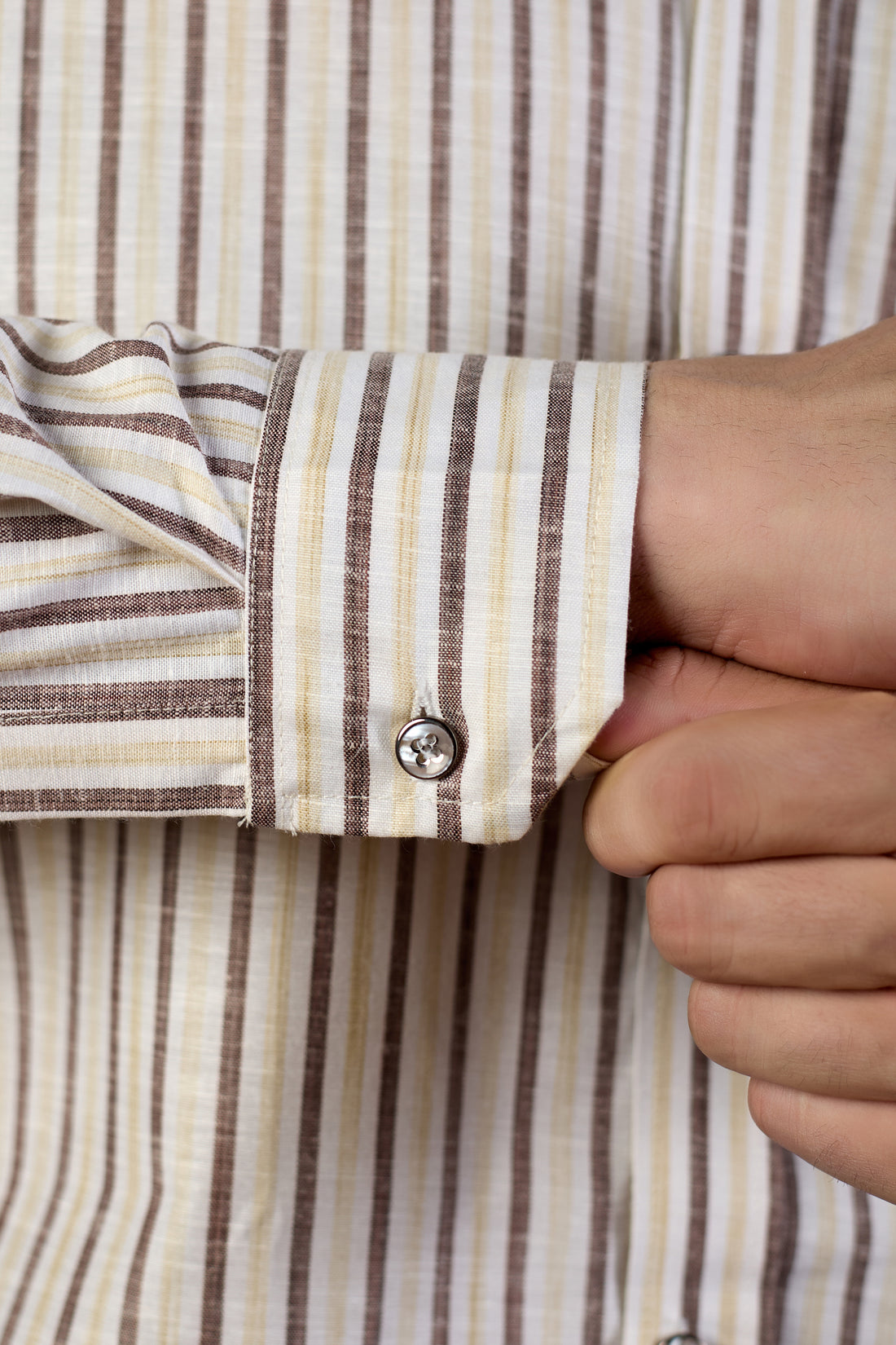 KEENLINE Premium Cotton Grey Vertical Stripe Shirt for Men